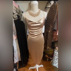 Champaign Bodycon Spaghetti Strap Dress  Sz S & M